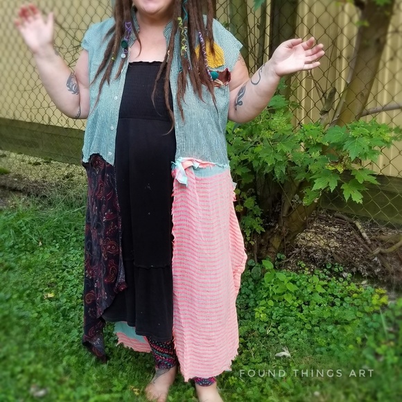 ArtWear Kimono Upcycled Shirt Dress - Picture 2 of 8